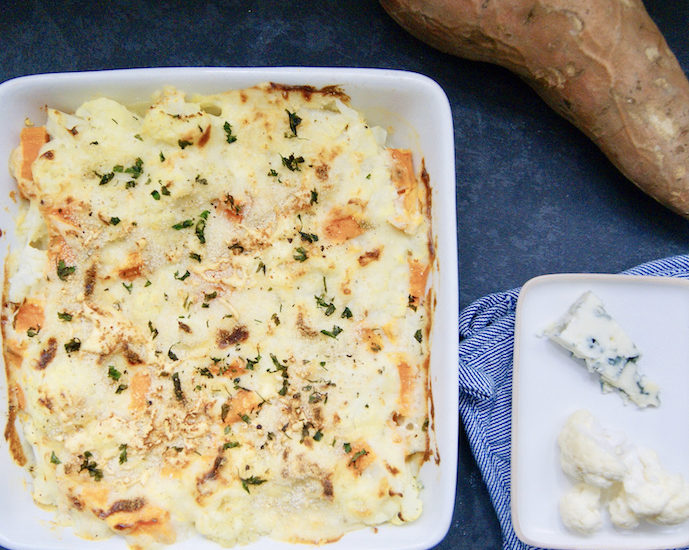 Gratin de patates douces et chou-fleur