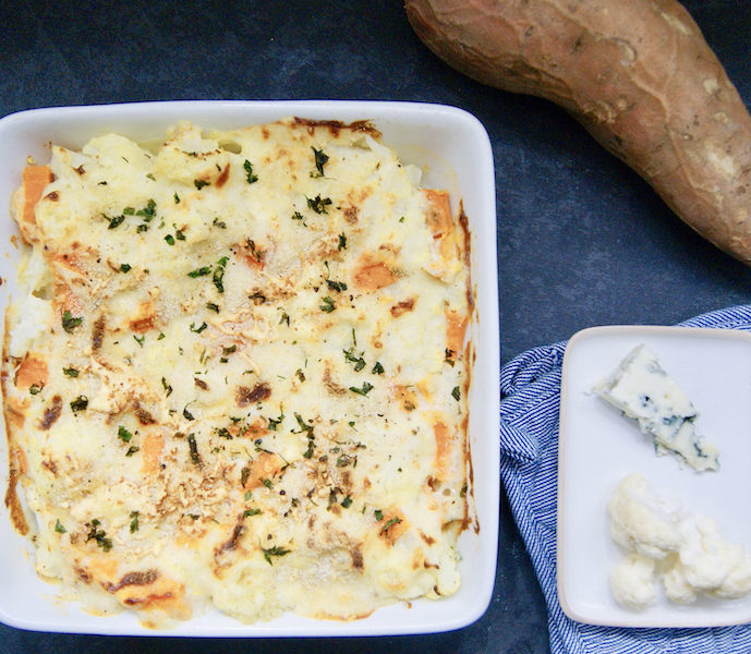 Gratin de patates douces et chou-fleur