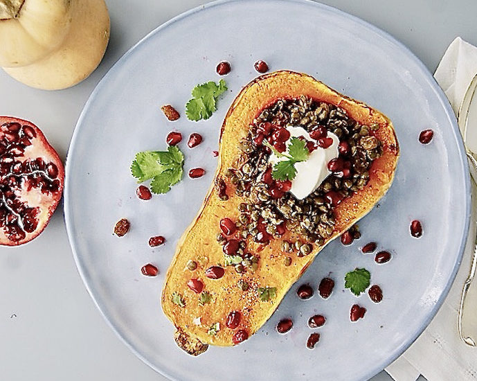Courge farcie aux lentilles