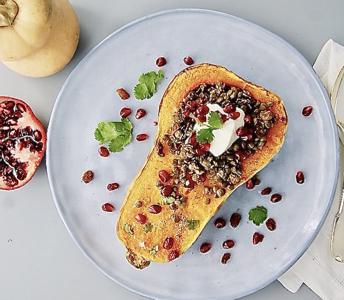 Courge farcie aux lentilles