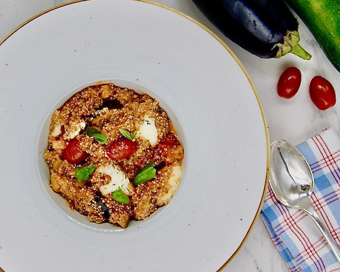 Gratin d’été au quinoa et tomates cerise