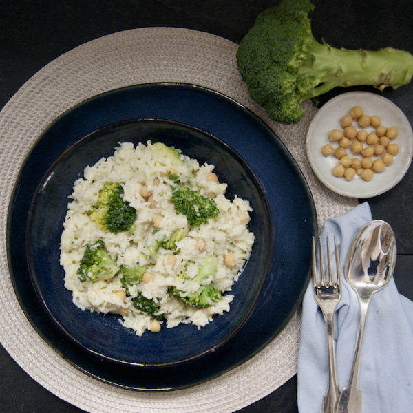 Poêlée de riz, brocoli et pois chiches