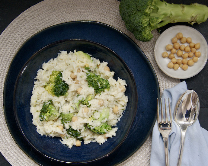 Poêlée de riz, brocoli et pois chiches