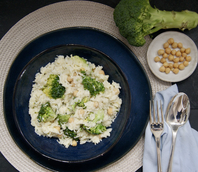 Poêlée de riz, brocoli et pois chiches