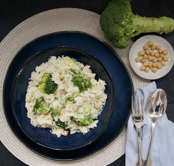 Poêlée de riz, brocoli et pois chiches