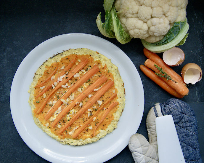 Pizza de chou-fleur aux carottes