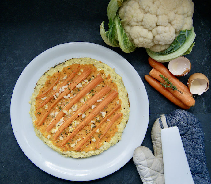 Pizza de chou-fleur aux carottes