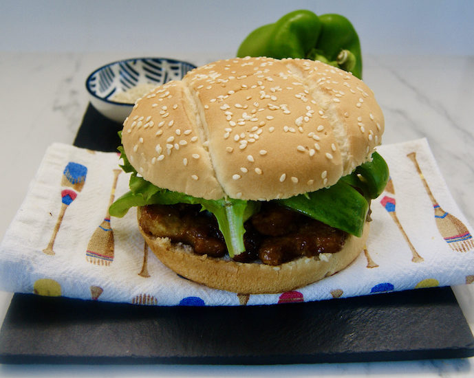 General Tso’s tofu burger