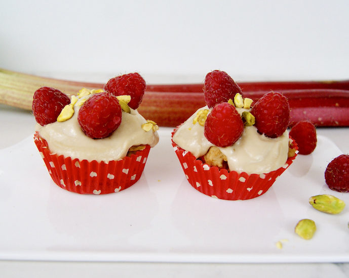 Muffins rhubarbe et framboises