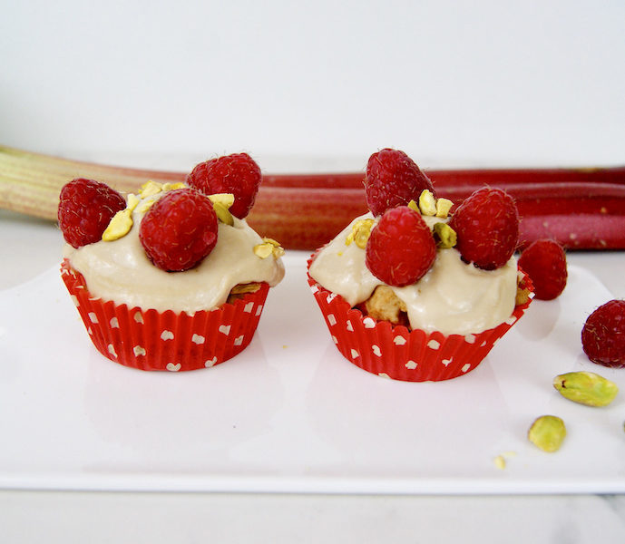 Muffins rhubarbe et framboises