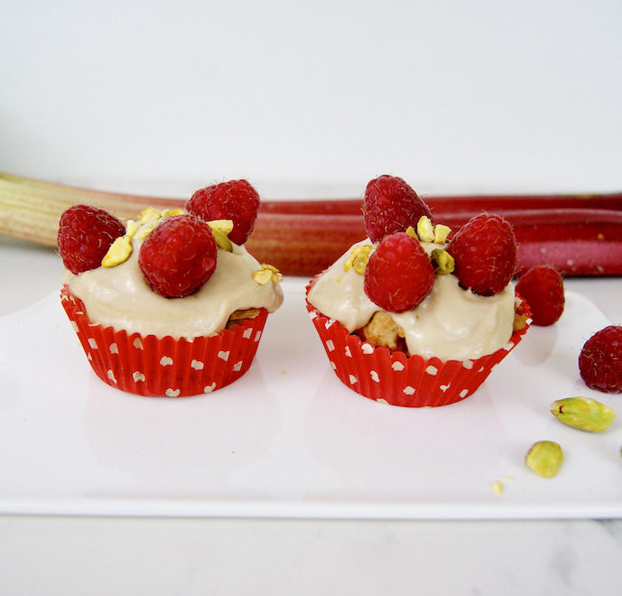 Muffins rhubarbe et framboises