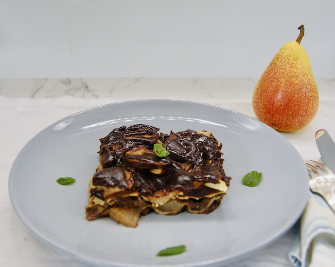Lasagne à la poire, chocolat et menthe