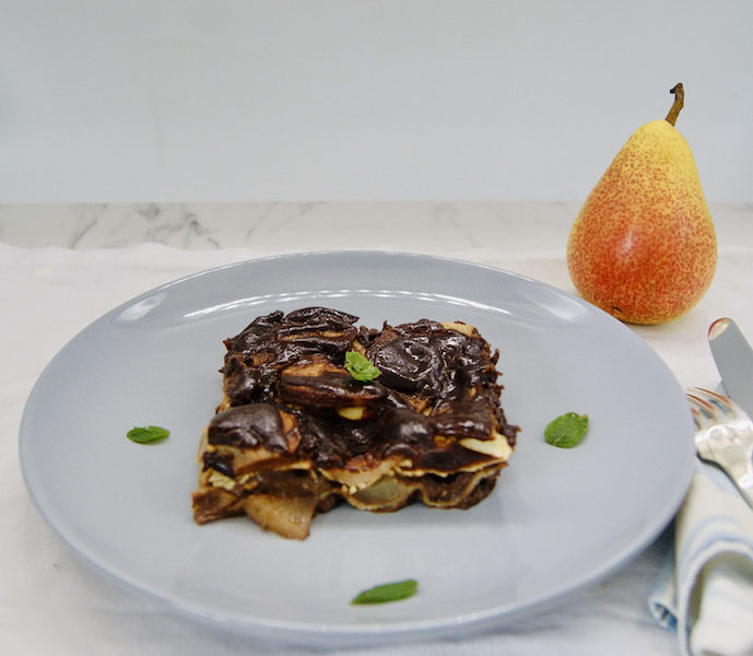 Lasagne à la poire, chocolat et menthe