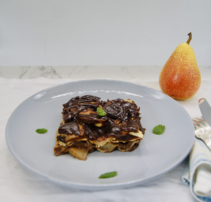 Lasagne à la poire, chocolat et menthe