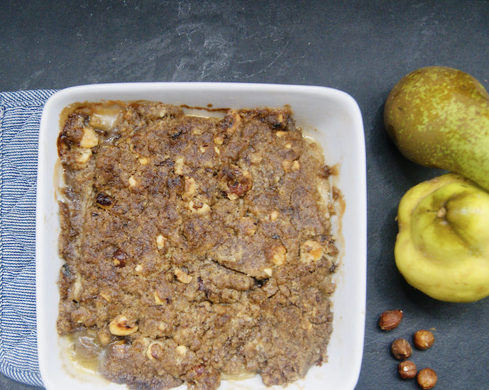 Crumble de coings et de poires