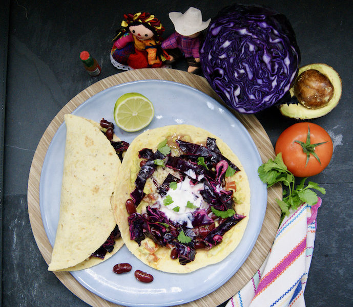 Tortillas végétariennes au chou rouge