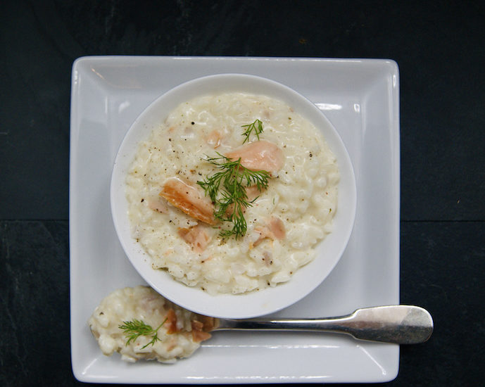 Risotto de saumon fumé à l’aneth