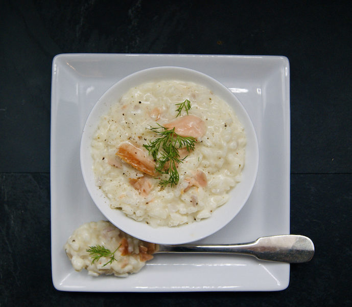 Risotto de saumon fumé à l’aneth