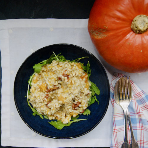 Orge perlé aux tomates séchées et courge rôtie