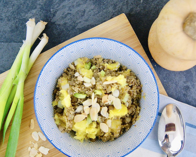 Lentilles et quinoa à la courge