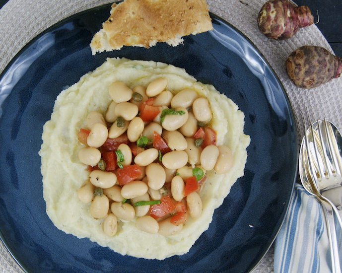 Purée de  topinambours et salade d&rsquo;haricots blancs