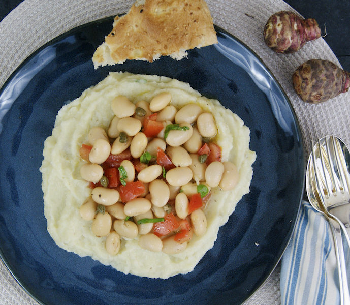 Purée de  topinambours et salade d&rsquo;haricots blancs