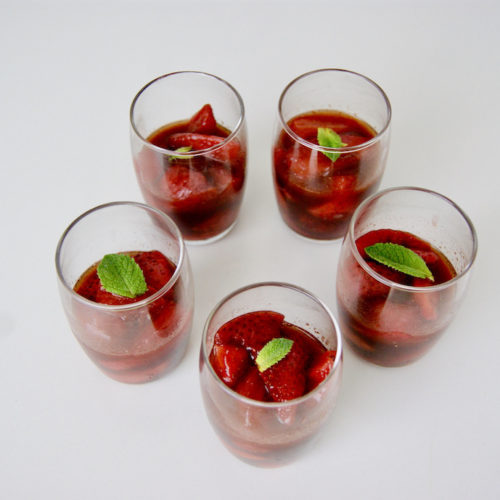 Fraises à la crème balsamique et au miel