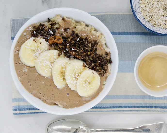 Porridge et crème chocolatée