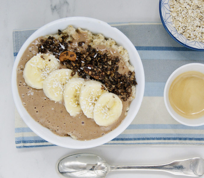 Porridge et crème chocolatée