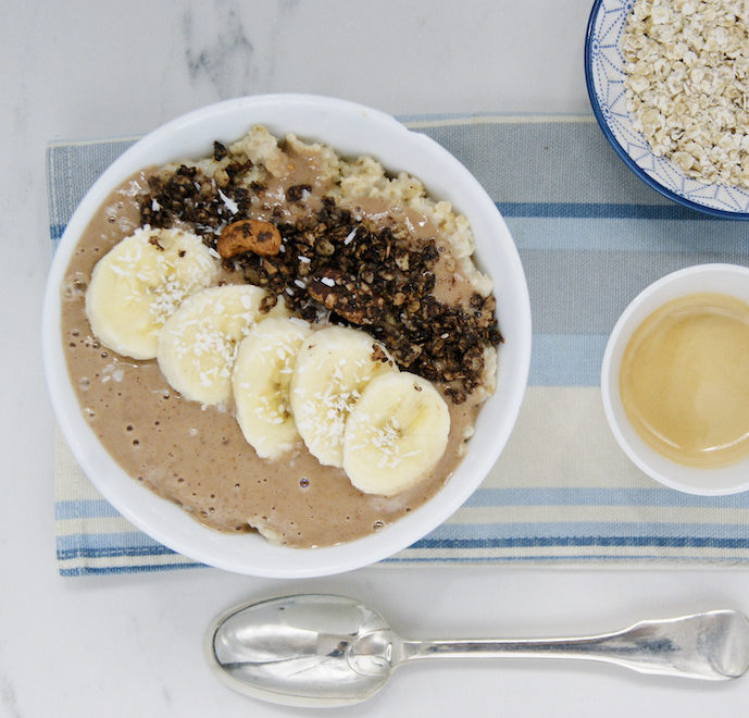 Porridge et crème chocolatée