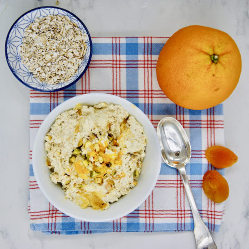 Overnight porridge orange-coco-abricot