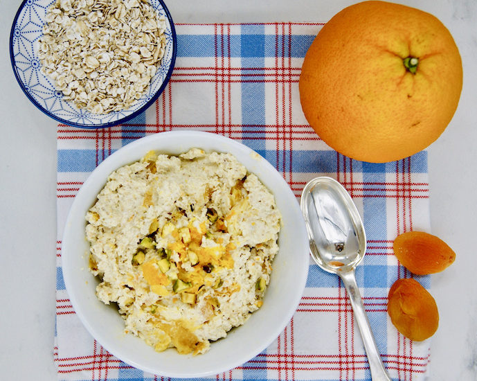 Overnight porridge orange-coco-abricot