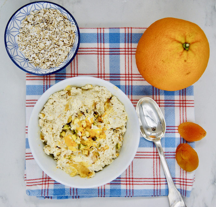 Overnight porridge orange-coco-abricot