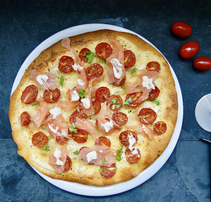 Pizza à la truite fumée