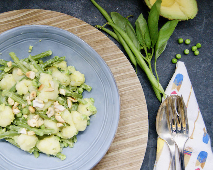 Gnocchi aux haricots verts et crème d&rsquo;avocats