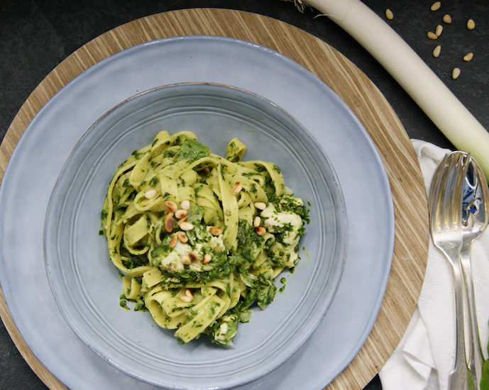 Tagliatelle aux épinards et escalopes de dinde