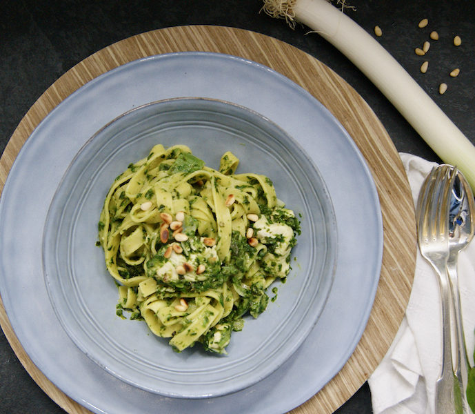 Tagliatelle aux épinards et escalopes de dinde