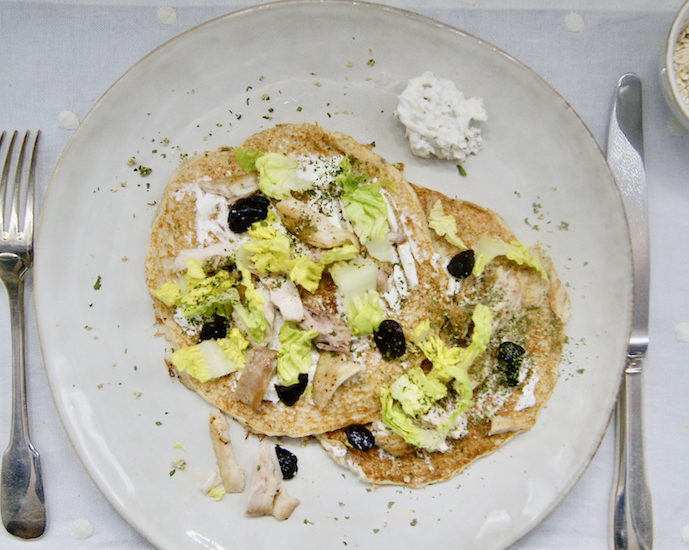 Pancakes salés à l’avoine au poulet