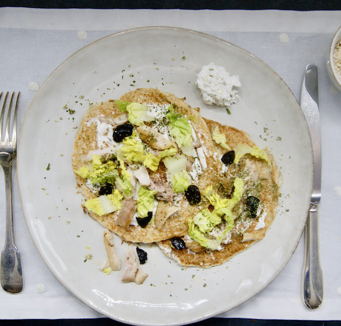 Pancakes salés à l’avoine au poulet