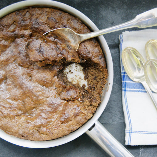Moelleux fondant au chocolat à la poêle à partager