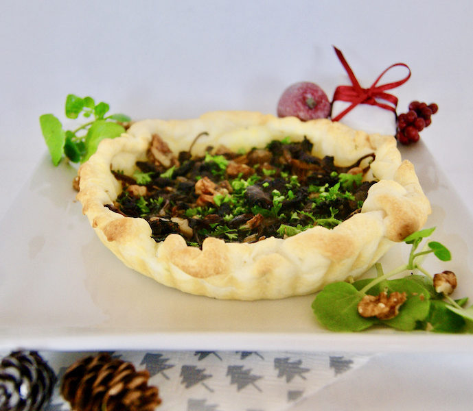 Tarte aux cèpes et aux noix