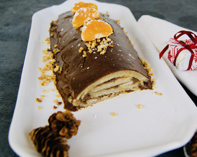 Bûche de Noël vegan au chocolat et marrons