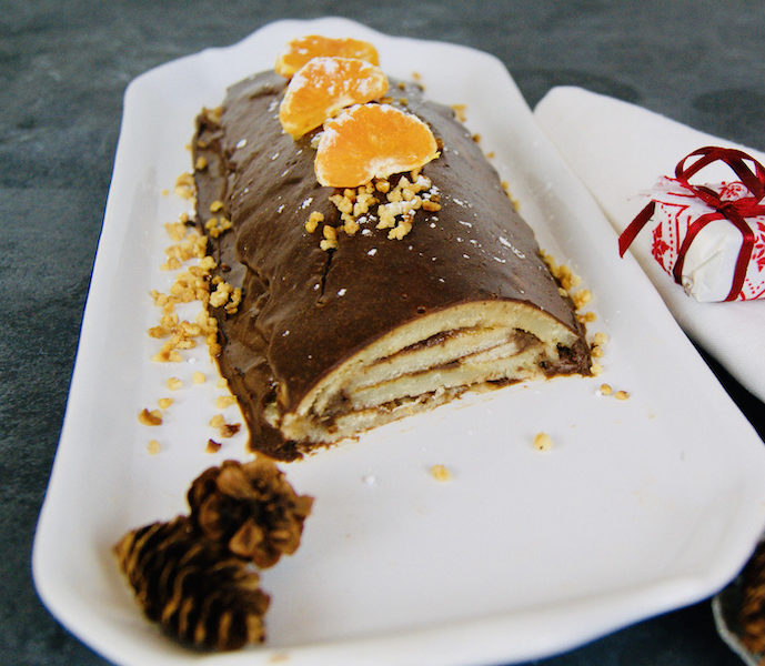 Bûche de Noël vegan au chocolat et marrons