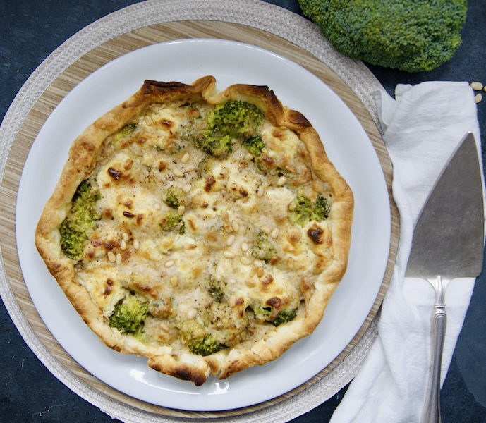 Tarte au brocoli et pignons