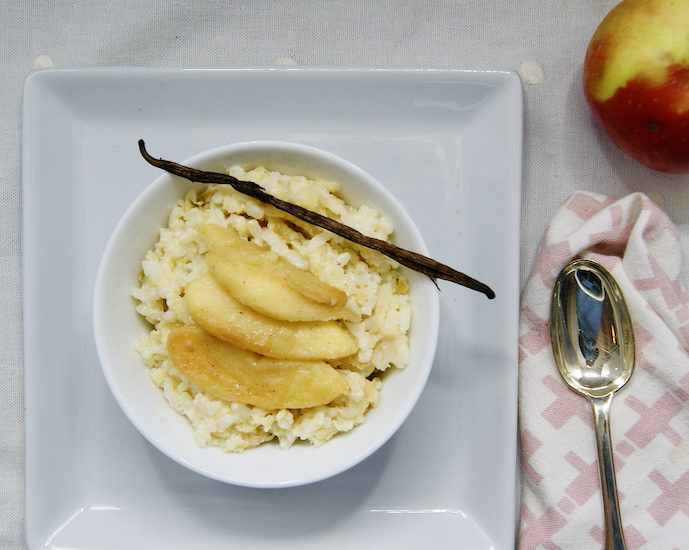 Riz au lait aux pommes sautées