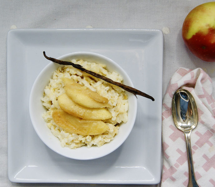 Riz au lait aux pommes sautées