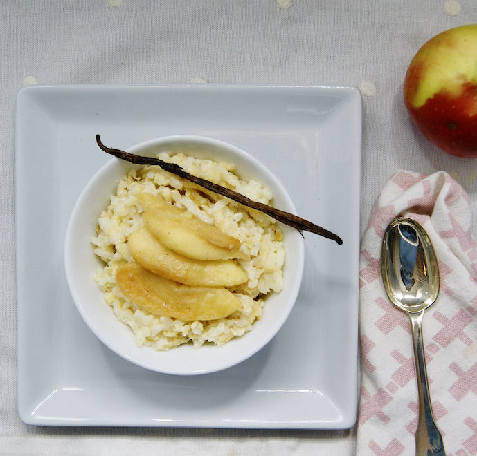 Riz au lait aux pommes sautées
