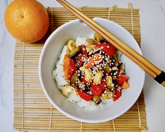 Légumes sautés à l’asiatique, sauce à l’orange