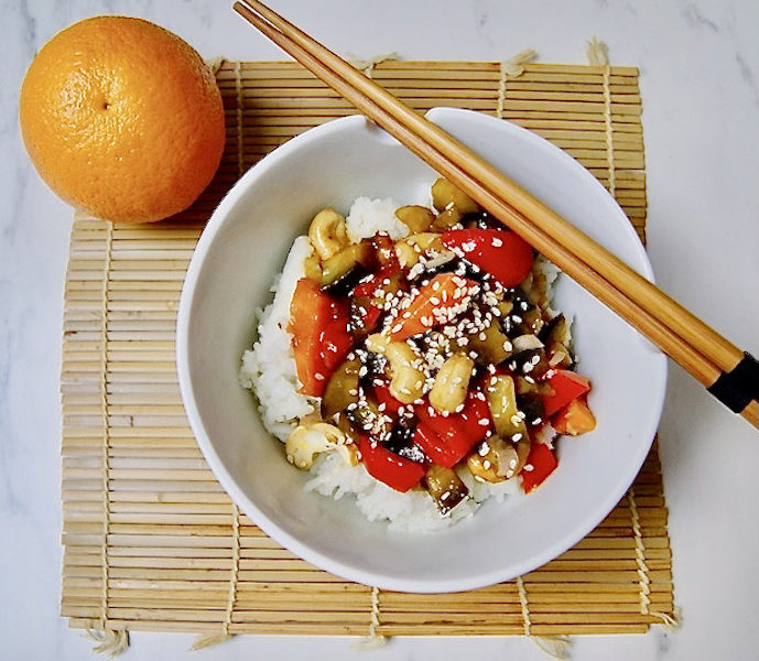 Légumes sautés à l’asiatique, sauce à l’orange