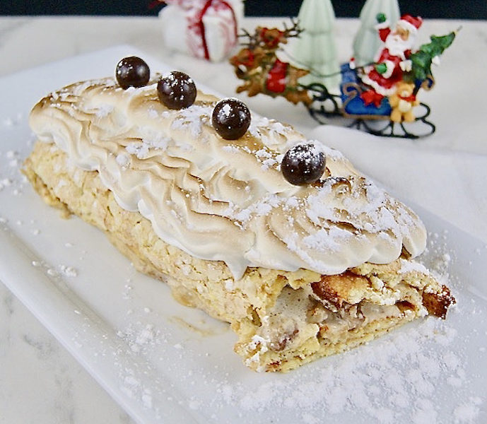 Bûche de Noël meringuée à l’expresso